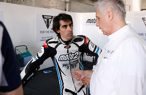 Julian Simon at the ECU testing for the Triumph Moto2 engine